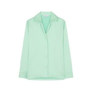 Serena Bute Satin Revere Collar Shirt - Mint - NWT